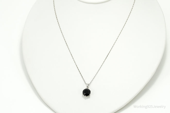 BBJ Black Spinel Rhodium Over Sterling Silver Necklace 17"