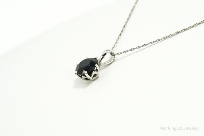 BBJ Black Spinel Rhodium Over Sterling Silver Necklace 17"