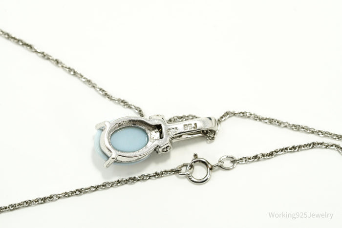 BBJ Blue Larimar, Tanzanite, And White Topaz Sterling Silver Necklace 18"