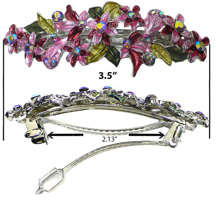 Bella Crystal Flower Barrette Metal French Clip Hair Clip  #YY86800-1