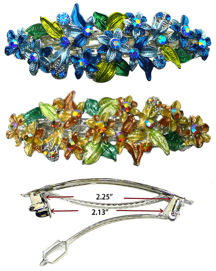Bella Crystal Flower Barrette Metal French Clip Hair Clip  #YY86800-1