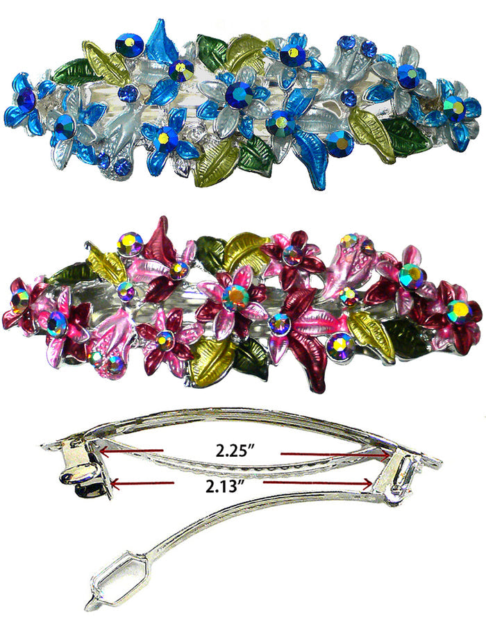 Bella Crystal Flower Barrette Metal French Clip Hair Clip  #YY86800-1