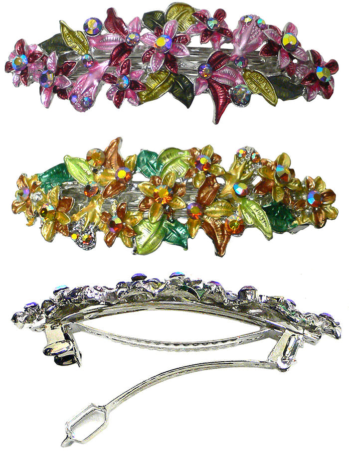 Bella Crystal Flower Barrette Metal French Clip Hair Clip  #YY86800-1