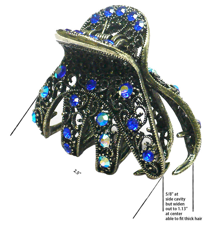 Bella Crystal Jaw Claw Clip Metal Hair Claw with Wide Cavity for Thick Hair 8 Colors GL56