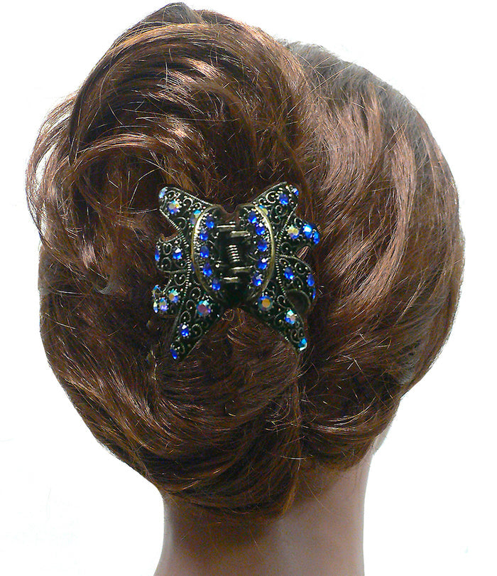 Bella Crystal Jaw Claw Clip Metal Hair Claw with Wide Cavity for Thick Hair 8 Colors GL56