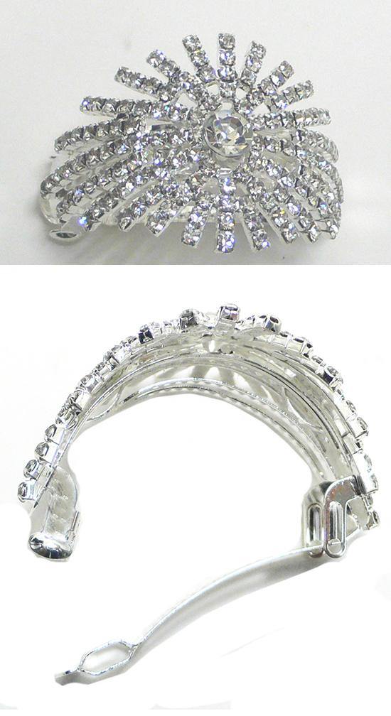 Bella Crystal White Hair Holder Bridal Hair Holder Barrette U86800-0116