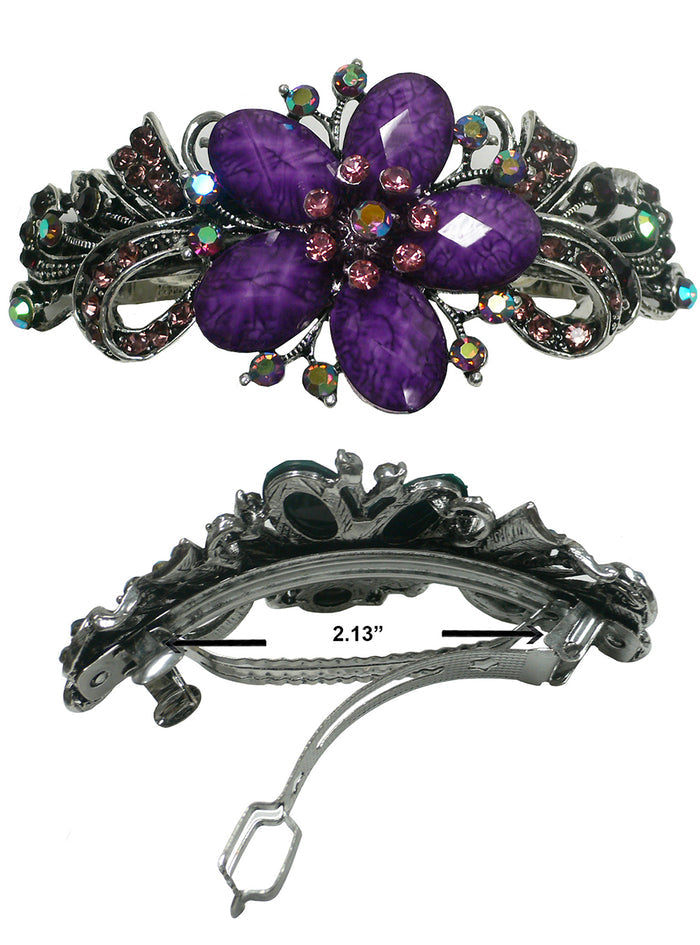 Bella Large Barrette with Beads and Crystals for Thick Hair #0052