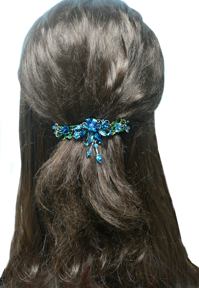 Bella Large Crystal Flower Barrette with Hanging Ornament #YY86010-3 and -4