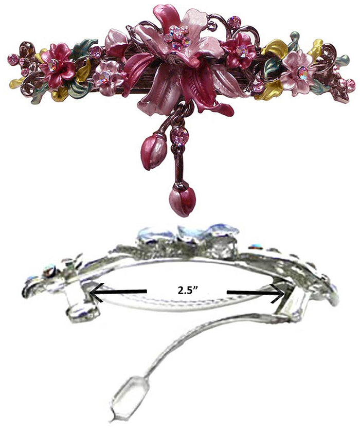 Bella Large Crystal Flower Barrette with Hanging Ornament #YY86010-3 and -4