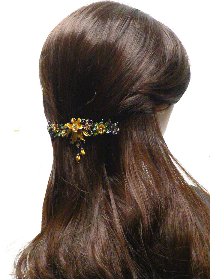 Bella Large Crystal Flower Barrette with Hanging Ornament #YY86010-3 and -4