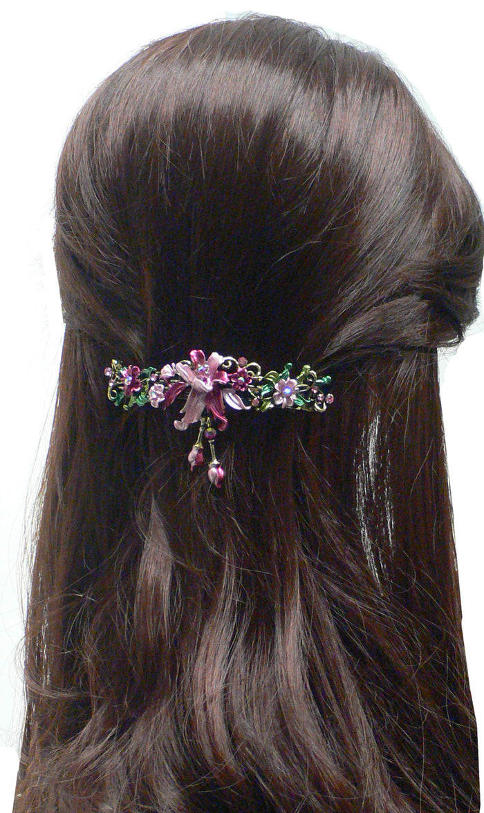 Bella Large Crystal Flower Barrette with Hanging Ornament #YY86010-3 and -4