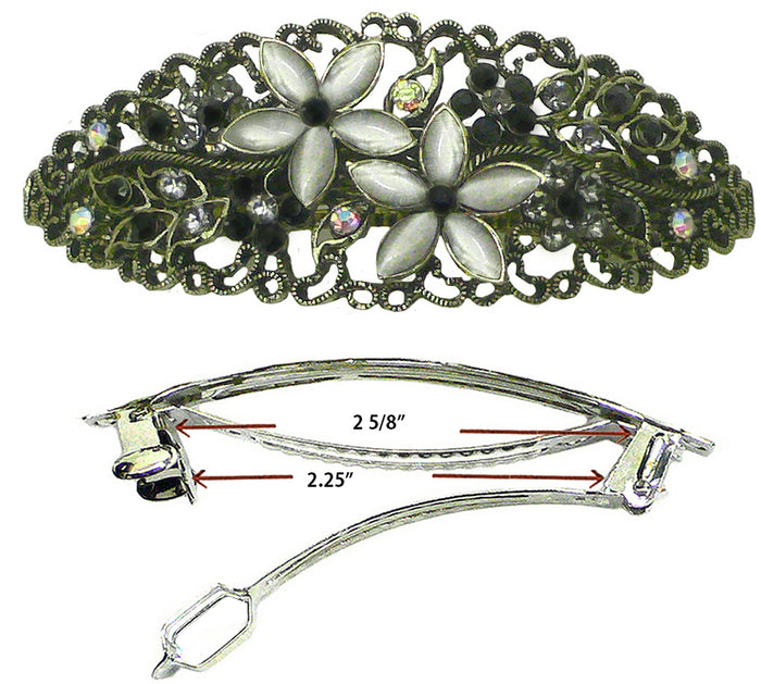 Bella Oval Barrette with Catseyes and Crystals #NM86010-1