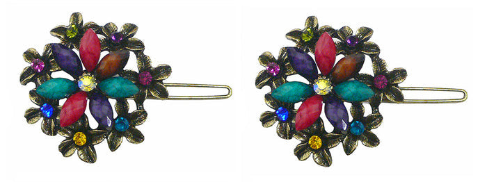 Bella Pair of Medallion Hair Barrettes Snap Clips for Thin Hair Young Girls LPW86250-1-pair