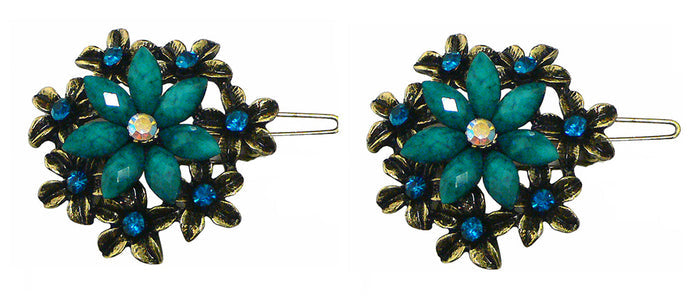 Bella Pair of Medallion Hair Barrettes Snap Clips for Thin Hair Young Girls LPW86250-1-pair