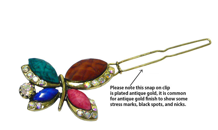 Bella Pair of Small Butterfly Barrettes Snap Clips for Thin Hair, Young Girls LPW86250-2
