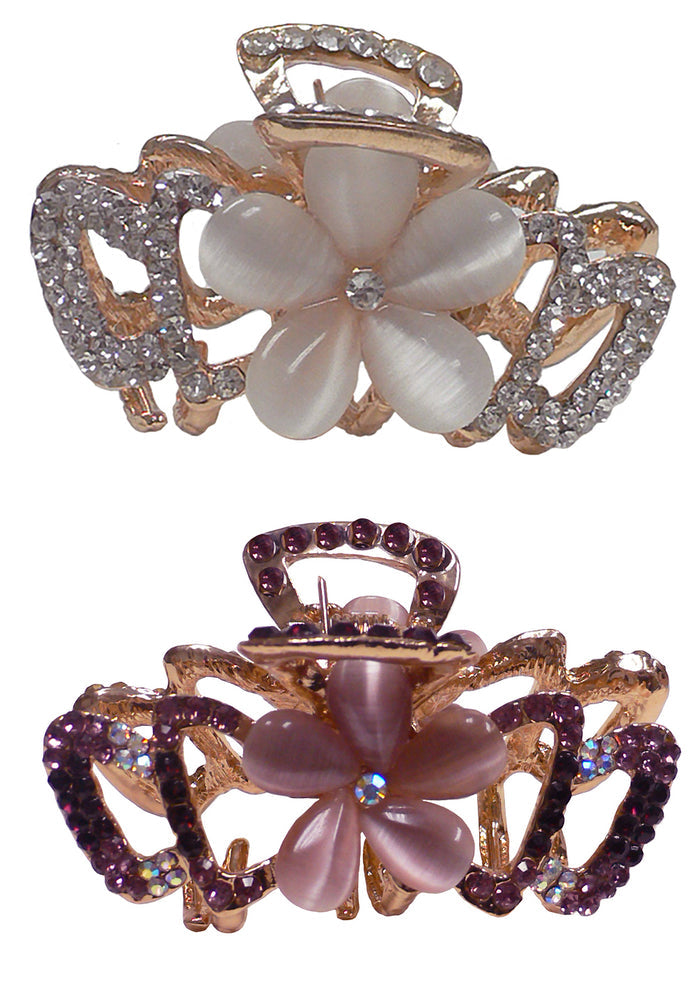 Bella Set of 2 or 3 Medium/Small Crystal Metal Jaw Clip Opal Beads CI86410-1448