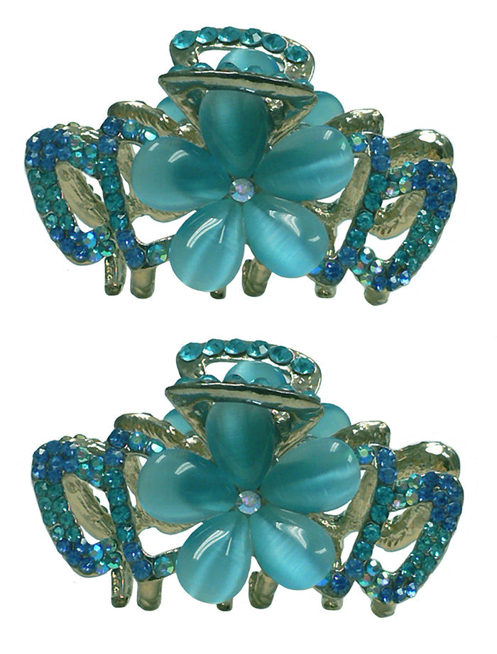 Bella Set of 2 or 3 Medium/Small Crystal Metal Jaw Clip Opal Beads CI86410-1448