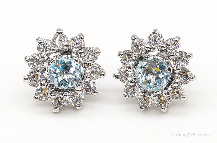 Blue Topaz Cubic Zirconia Sterling Silver Earrings