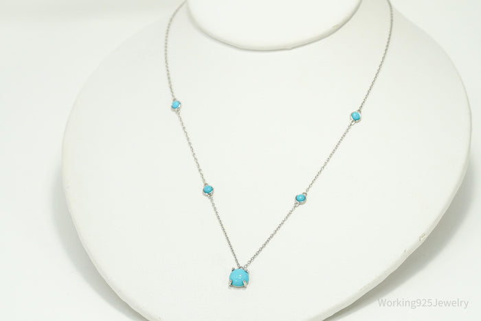 Blue Turquoise Sterling Silver Necklace 18"