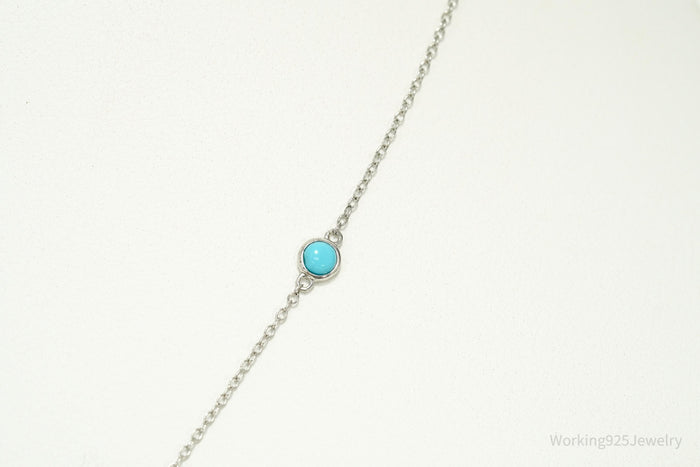Blue Turquoise Sterling Silver Necklace 18"