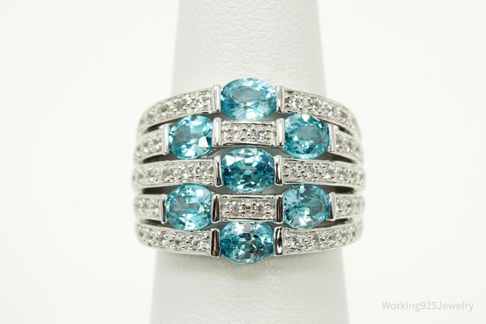 Blue & White Topaz Sterling Silver Ring - Size 5.25