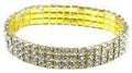 Br57250gold Bella 3 rows Crystal Elastic Bracelet Gold Tone- AD8366-57250gd