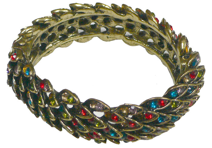 BraceletEasy Bella Metal Bangle Bracelet Gorgeous Design Antique Gold Tone Hinge Closure Easy to put on And Remove W83020-S1