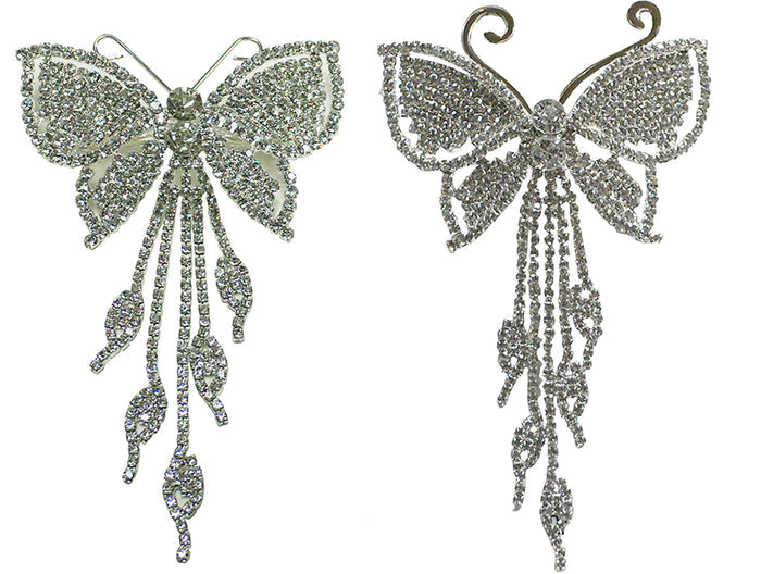 Brand jcgy Crystal White Butterfly Barrette Bridal Barrette Wedding Hairclip AD86014-9050