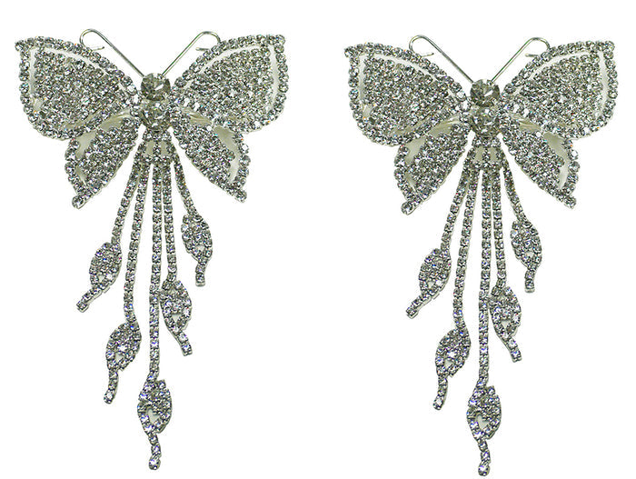 Brand jcgy Crystal White Butterfly Barrette Bridal Barrette Wedding Hairclip AD86014-9050