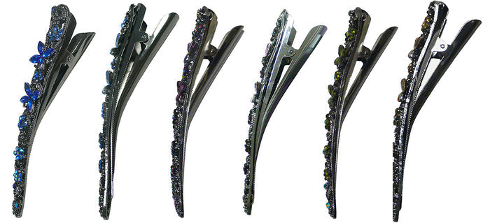 Crystal Alligator Clip Decorated w. Sparkly Stones NM86110-1-6
