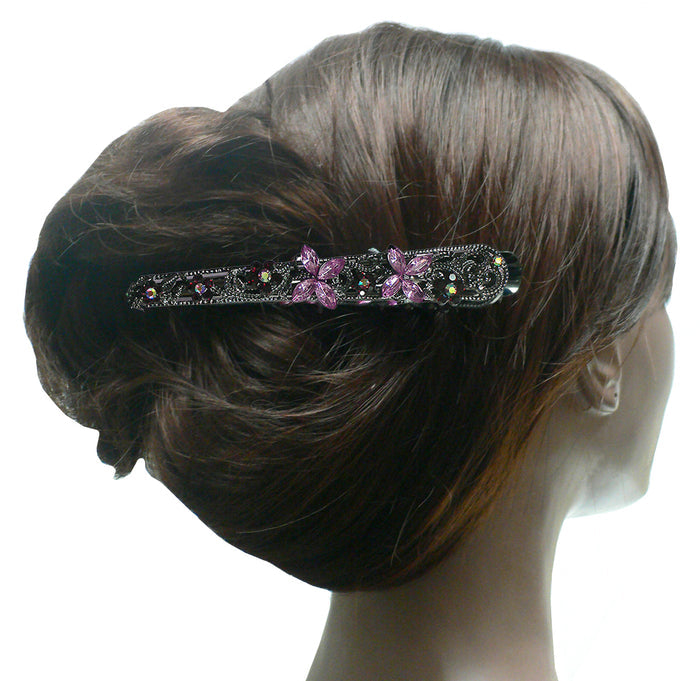 Crystal Alligator Clip Decorated w. Sparkly Stones NM86110-1-6