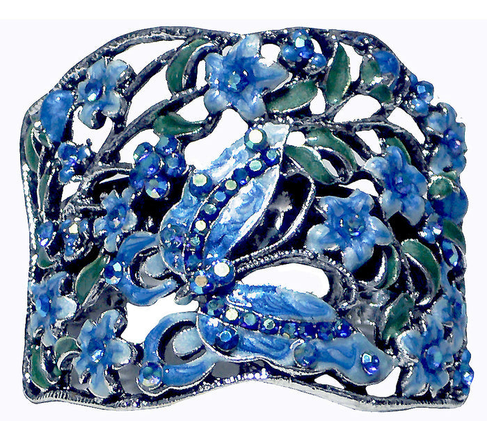 Crystal Butterfly and Flower Hair Holder Barrette  #YY86900-4