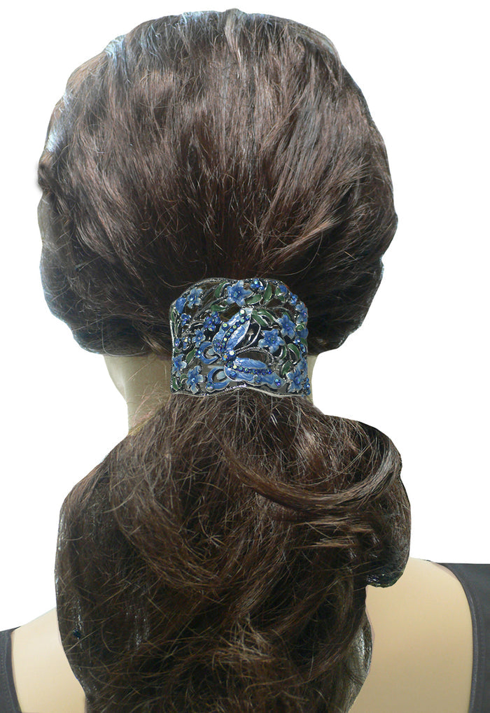 Crystal Butterfly and Flower Hair Holder Barrette  #YY86900-4