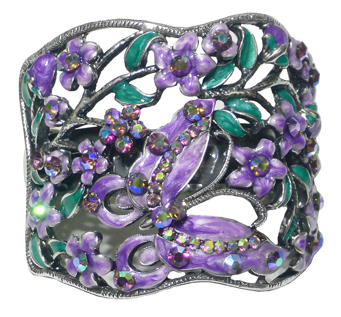 Crystal Butterfly and Flower Hair Holder Barrette  #YY86900-4