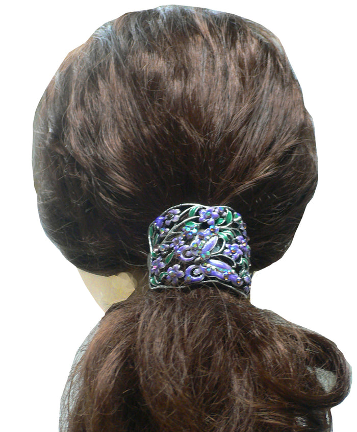 Crystal Butterfly and Flower Hair Holder Barrette  #YY86900-4