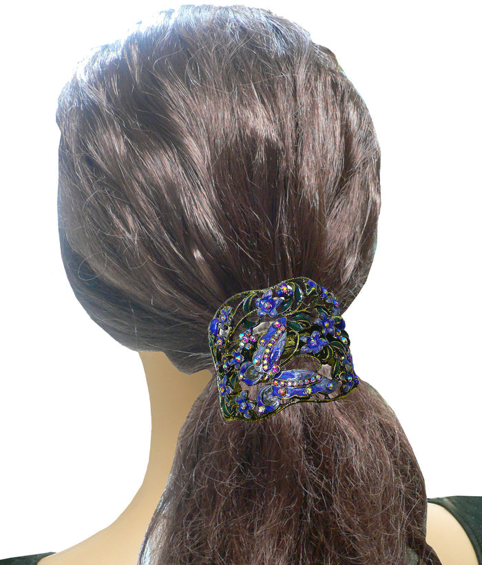 Crystal Butterfly and Flower Hair Holder Barrette  #YY86900-4