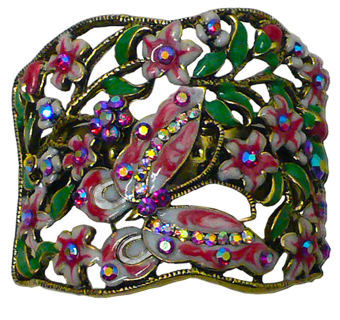 Crystal Butterfly and Flower Hair Holder Barrette  #YY86900-4