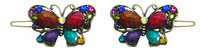 Crystal Butterfly Barrettes Snap Clips for Thin Hair Young Girls LPW86250-3