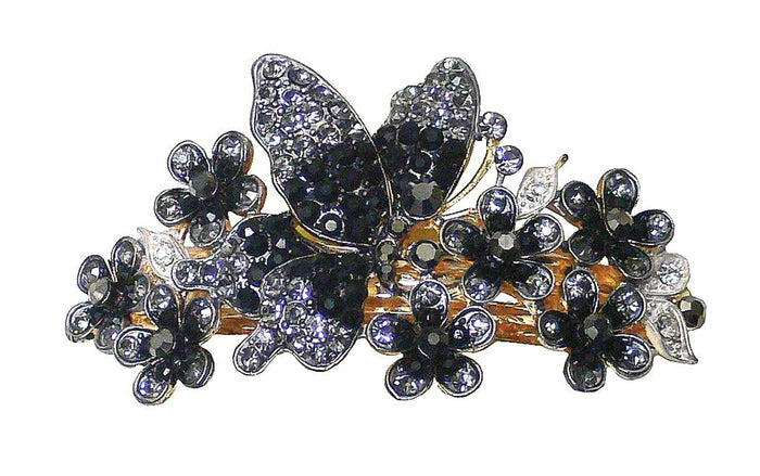 Crystal Flower Barrette Dazzled with AB crystals RW86012-5646 - Bella Fashion Jewelry Inc