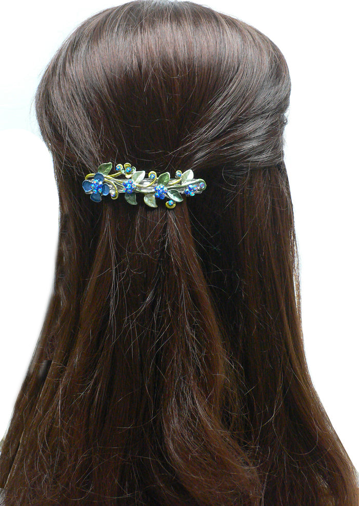 Crystal Flower Barrette, Lovely Design of Flower and Leaves #YY86800-8