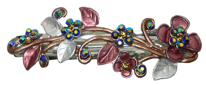 Crystal Flower Barrette, Lovely Design of Flower and Leaves #YY86800-8