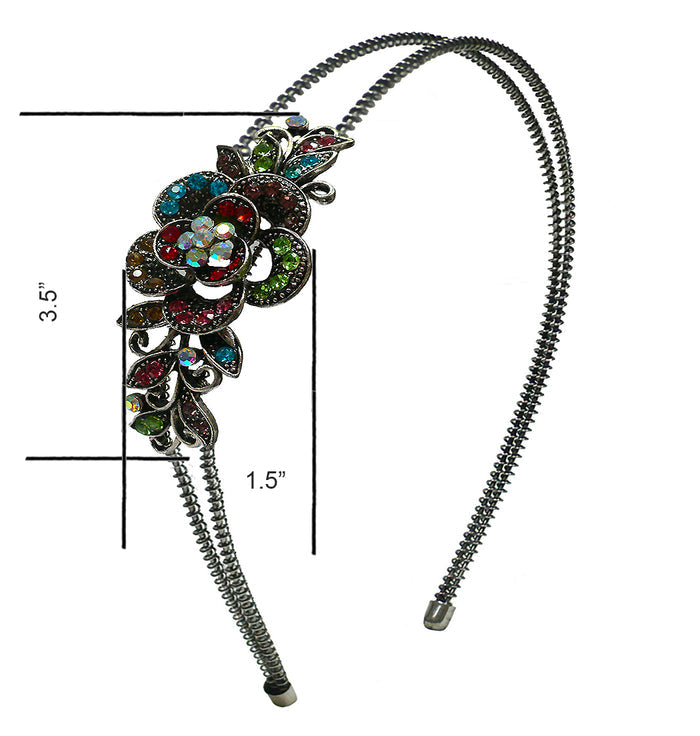 Crystal Flower Headband Resilient Metal Wire Hairband Headband U86121-0119