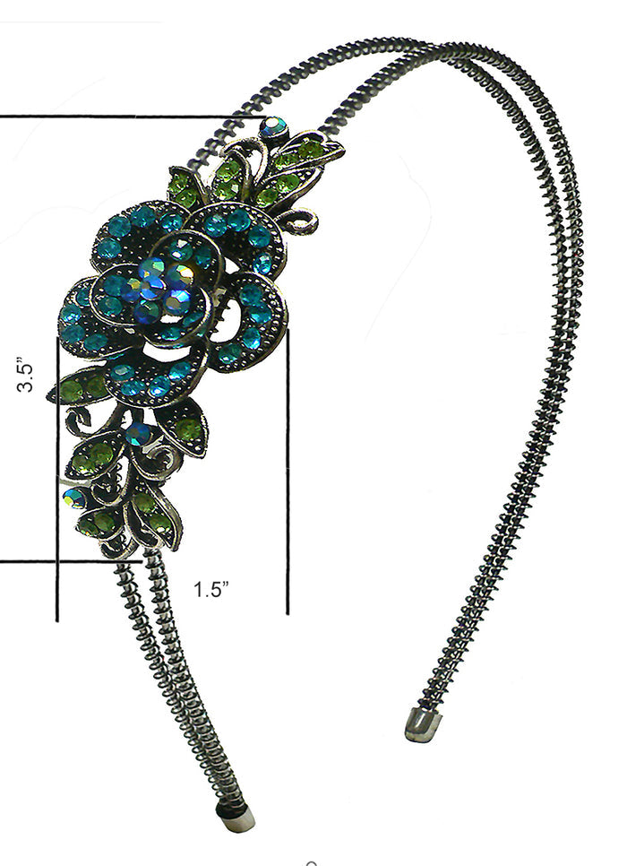 Crystal Flower Headband Resilient Metal Wire Hairband Headband U86121-0119