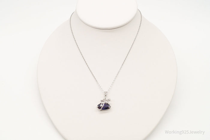 Cubic Zirconia Lab Amethyst Sterling Silver Necklace