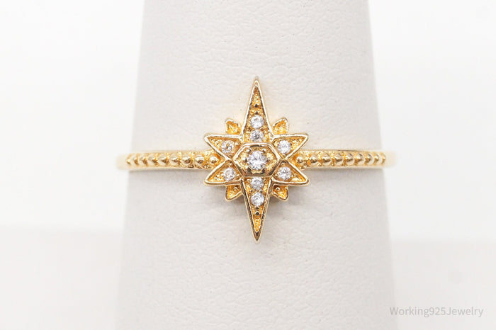 Designer Cubic Zirconia 14K-Gold Plated Sterling Silver Ring SZ 7