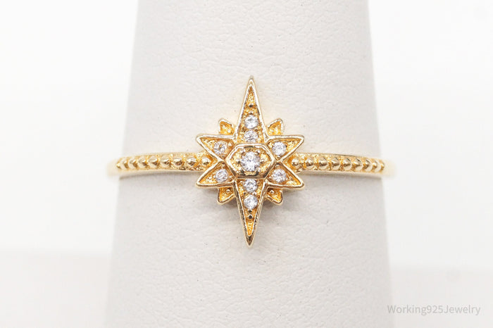 Designer Cubic Zirconia 14K-Gold Plated Sterling Silver Ring SZ 7