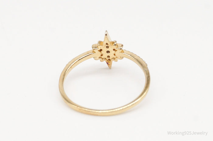 Designer Cubic Zirconia 14K-Gold Plated Sterling Silver Ring SZ 7