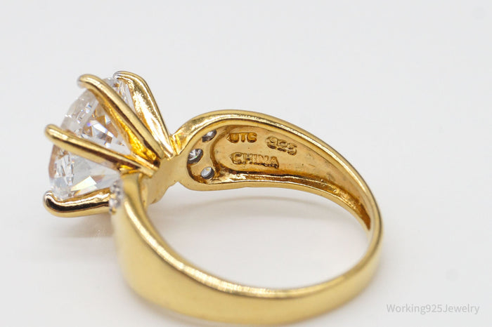 Designer Cubic Zirconia Gold Over Sterling Silver Ring Size 5.75