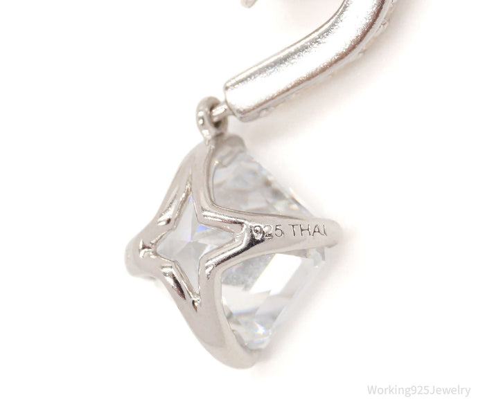 Designer Daniel K Simulated Diamond Rhodium Finish Sterling Silver Earrings