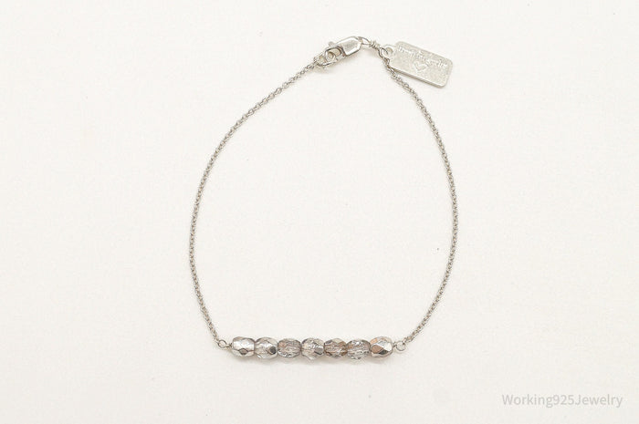 Designer Fresh Tangerine Glass Bead Chain Link Sterling Silver Bracelet